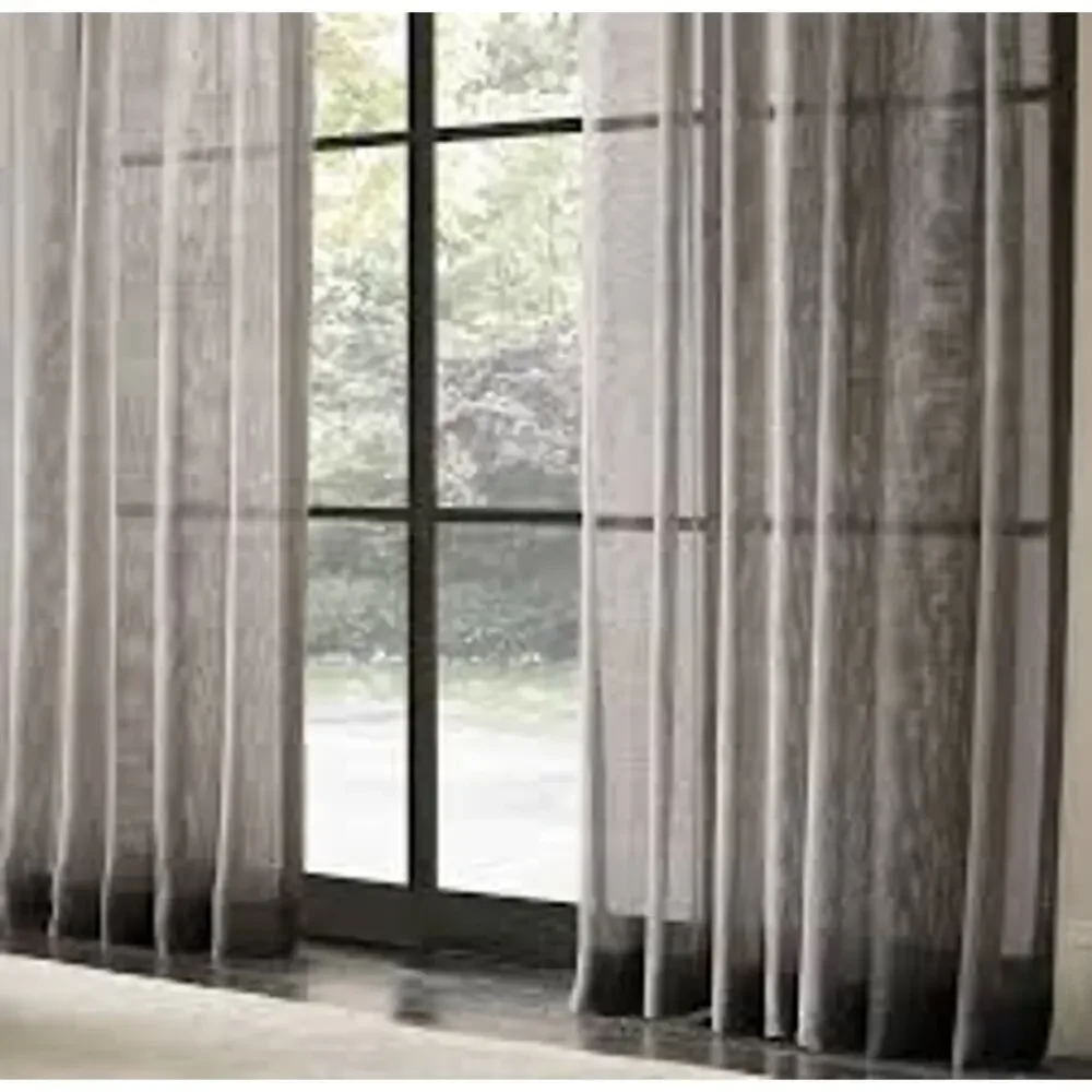 NEW! Hardware Italian Linen Mesh Sheer Drapery- GRAY, 50